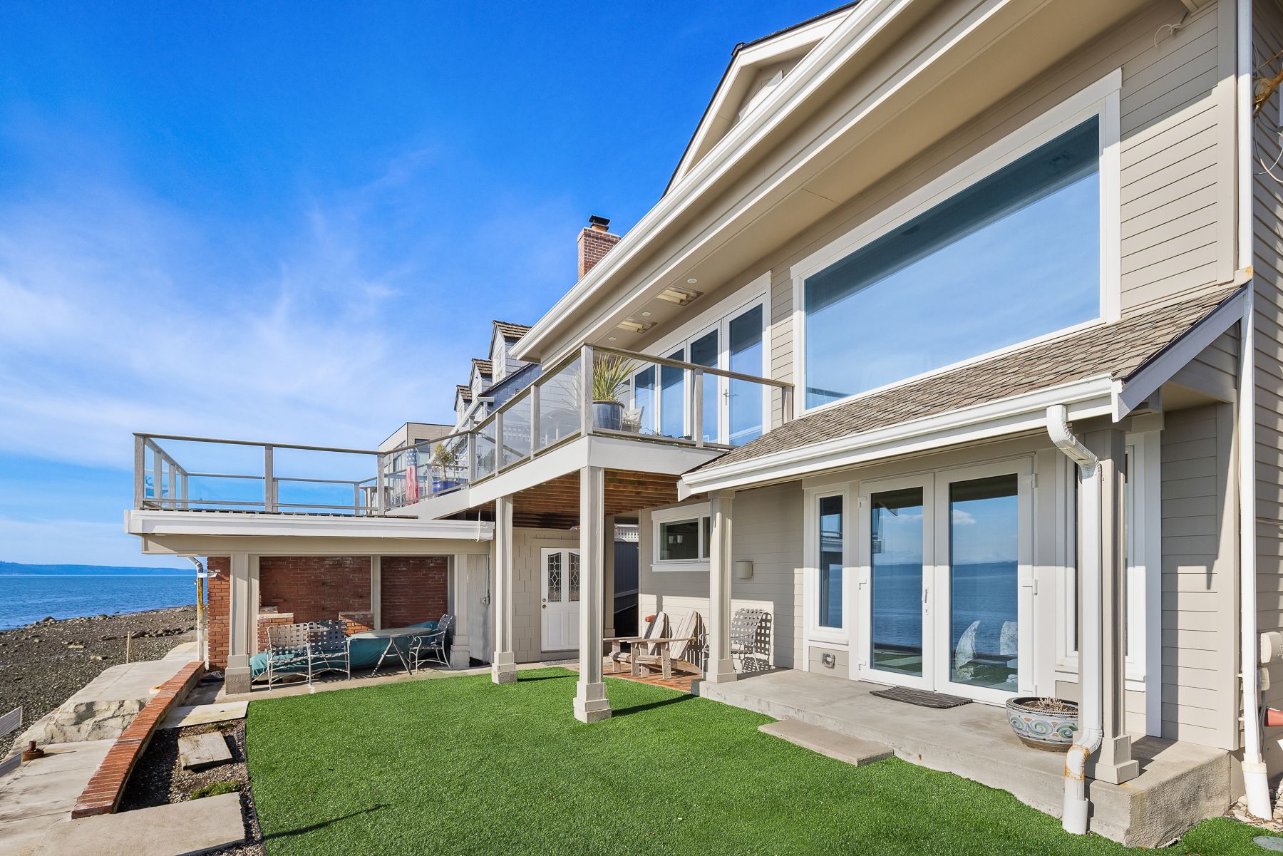 Backyard multi-level decks view