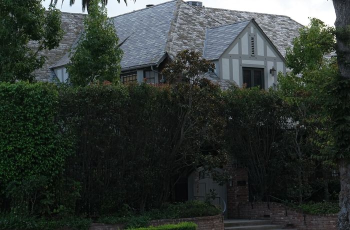 Tree-lined Magnolia neighborhood street with classic Tudor Revival and Cape Cod homes